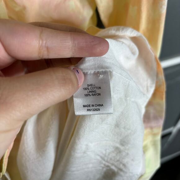 L'Academie The Flo Mini Dress Yellow Watercolor Size M - Picture 8 of 8